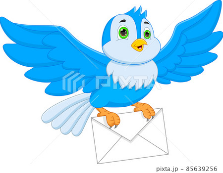 cute bird carrying envelope on white background 85639256