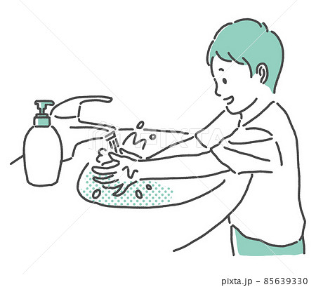 一人で手洗いをする子ども 一人で手洗いをする子ども 85639330