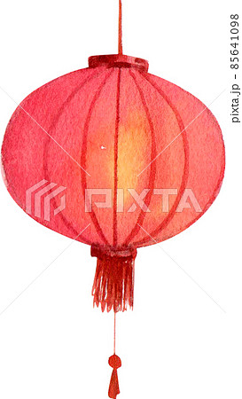 Red paper Chinese lantern watercolor with white background Red paper Chinese lantern watercolor with white background 85641098