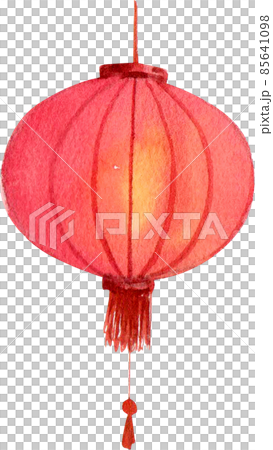 Red paper Chinese lantern watercolor with white background Red paper Chinese lantern watercolor with white background 85641098