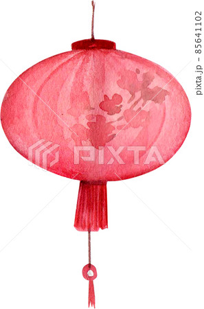 Red paper Chinese lantern watercolor with white background 85641102