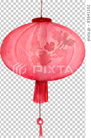 Red paper Chinese lantern watercolor with white background 85641102