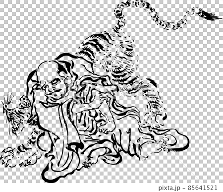 A monk tame a tiger A monk tame a tiger 85641521