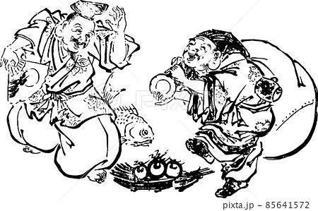 踊る恵比寿様と大黒様 踊る恵比寿様と大黒様 85641572