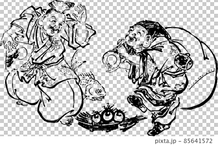 踊る恵比寿様と大黒様 踊る恵比寿様と大黒様 85641572