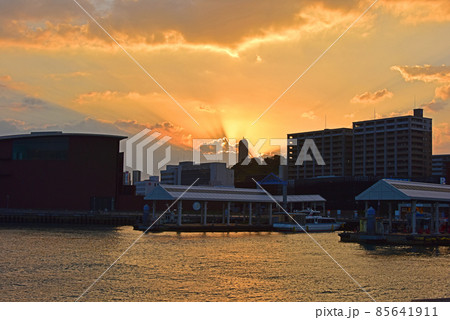 福岡県 北九州市 関門海峡の夕焼け 福岡県 北九州市 関門海峡の夕焼け 85641911