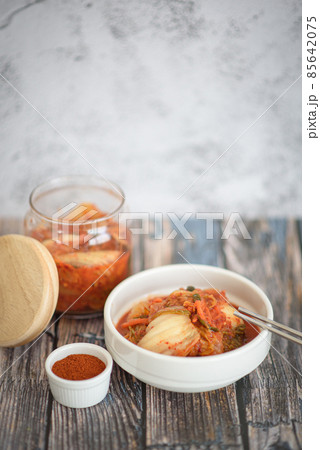 Homemade kimchi and vegetable ingredients. Homemade kimchi and vegetable ingredients. 85642075