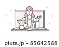 ノートパソコンで医療相談・診療サービスを利用するイメージイラスト素材 85642588