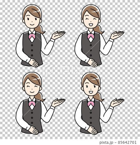 A woman in uniform who guides with a smile (color, left hand) A woman in uniform who guides with a smile (color, left hand) 85642701