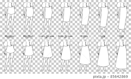 Skirt length type White background 85642869
