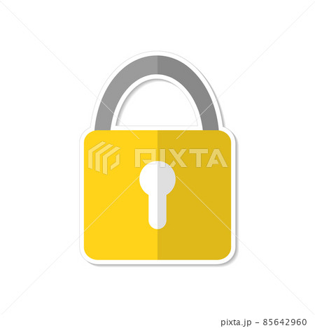 Lock icon flat design in cartoon style, stock vector illustration 85642960