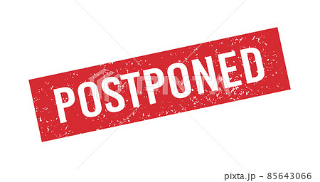 Postponed red grunge rubber stamp. Postpone sign sticker. Grunge vintage square label. Vector illustration on white background 85643066
