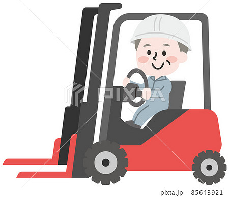 フォークリフトを運転するシニア男性  85643921