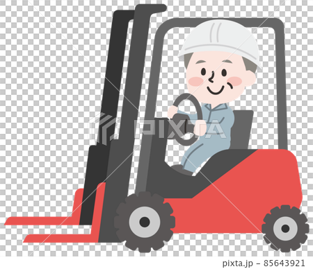 フォークリフトを運転するシニア男性  85643921