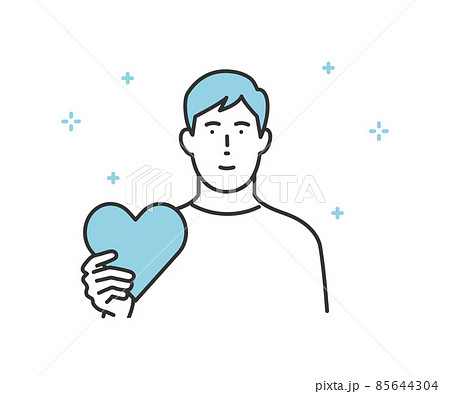 ハートを手に持つ男性のイメージイラスト素材 85644304