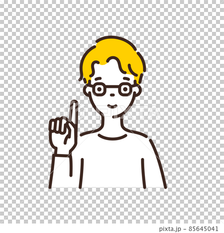 指差しポーズをしている男性のイラスト 発見 発明 注意 指摘 85645041