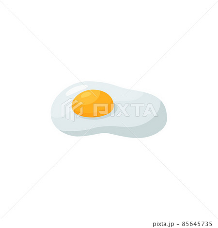 Fried egg or scramble for breakfast with yellow yolk in flat illustration Fried egg or scramble for breakfast with yellow yolk in flat illustration 85645735