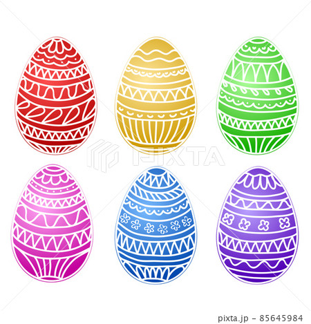 happy easter colorful eggs vector set, hand draw collection, stock vector illustration, eps 10 85645984