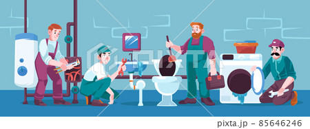 Plumbers repair broken plumbing and fix technics 85646246