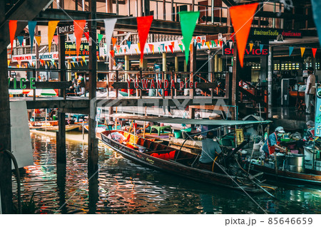 Damnoen Floating Market during covid in Ratchaburi province, Thailand Damnoen Floating Market during covid in Ratchaburi province, Thailand 85646659
