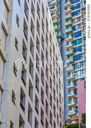 Facades of residential complexes in Hong Kong 85646866
