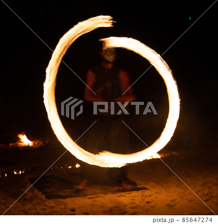 Fire show on the beach at night in Phuket, Thailand Fire show on the beach at night in Phuket, Thailand 85647274