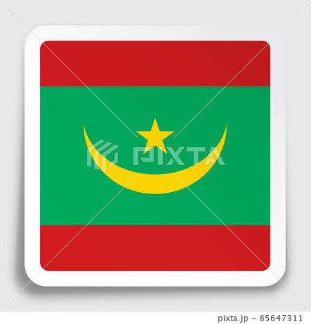 mauritania flag icon on paper square sticker with shadow. Button for mobile application or web. Vector mauritania flag icon on paper square sticker with shadow. Button for mobile application or web. Vector 85647311