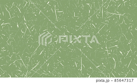 Small dry leaves and twigs of plants on green background. Carelessly scattered dry debris of plant residues. Texture of old poster back. Vector 85647317