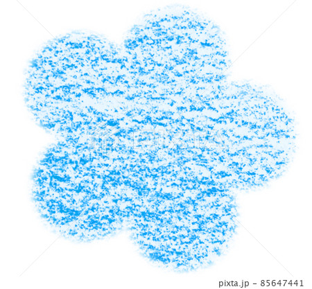 クレヨンで描かれた花のイラスト 青色 パス付き 他色有り 85647441