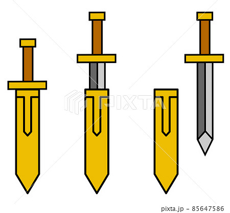 派手な黄金の剣と鞘のイラスト 派手な黄金の剣と鞘のイラスト 85647586