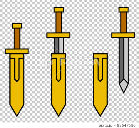 派手な黄金の剣と鞘のイラスト 派手な黄金の剣と鞘のイラスト 85647586