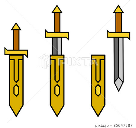 派手な黄金の剣と鞘のイラスト 派手な黄金の剣と鞘のイラスト 85647587