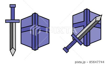 攻撃する剣と守備をする盾の武具イラスト 攻撃する剣と守備をする盾の武具イラスト 85647744