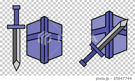 攻撃する剣と守備をする盾の武具イラスト 攻撃する剣と守備をする盾の武具イラスト 85647744