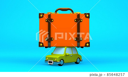 Car with travel luggage on blue background. 85648257