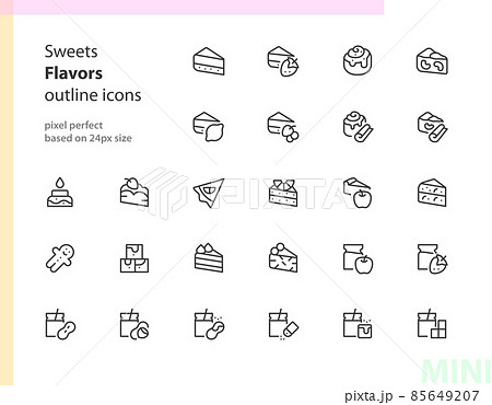 Sweets flavors outline icons 85649207