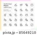 Healthy food flavors outline icons 85649210