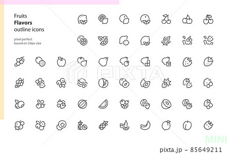 Fruits flavors outline icons Fruits flavors outline icons 85649211