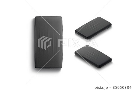 Blank black rectangle crib sheet mock up, different views 85650304