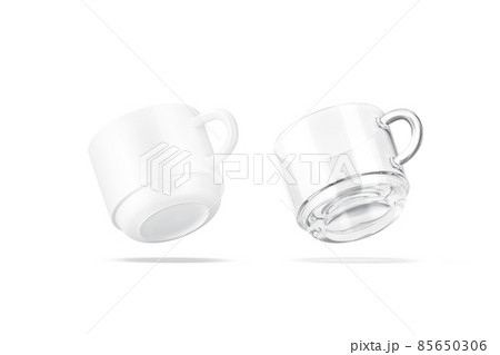 Blank ceramic and glass 8 oz mug mockup, no gravity 85650306