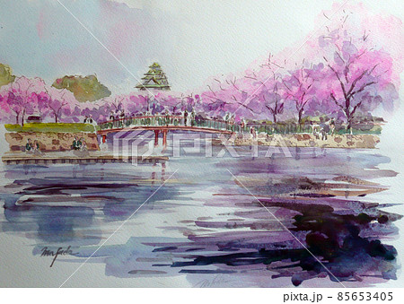 桜のお花見でにぎわう大阪城公園 85653405