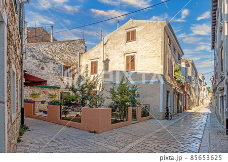 Image of the historical center of the Croatian coastal town of Porec in the morning light during the sunrise Image of the historical center of the Croatian coastal town of Porec in the morning light during the sunrise 85653625