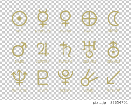 行星符號天體太陽系符號圖標集-插圖素材 [85654791] - PIXTA圖庫