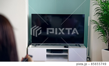 テレビを見る女性 テレビを見る女性 85655749