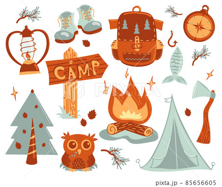 Hand drawn camping set 85656605