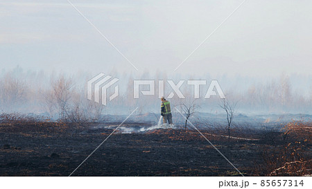 A shot of peat bog fire 85657314
