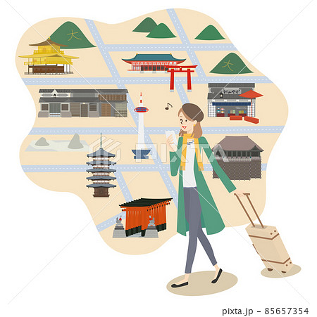 京都の有名な観光スポットを周る若い女性 85657354