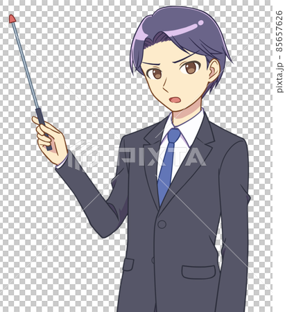 A man in a suit with a pointer gets angry 85657626