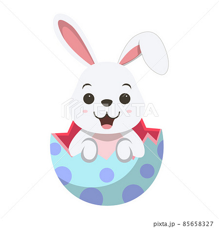 Cute white bunny inside an Easter egg - Stock Illustration ...