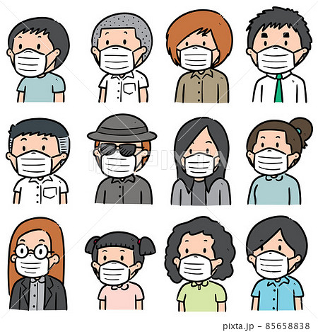 vector set of people using medical protective mask vector set of people using medical protective mask 85658838